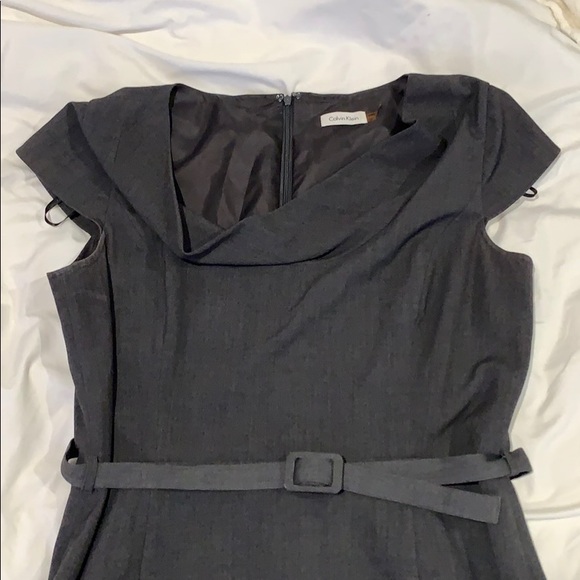 Calvin Klein Grey Cowl Neck Suit Dress - Picture 2 of 4